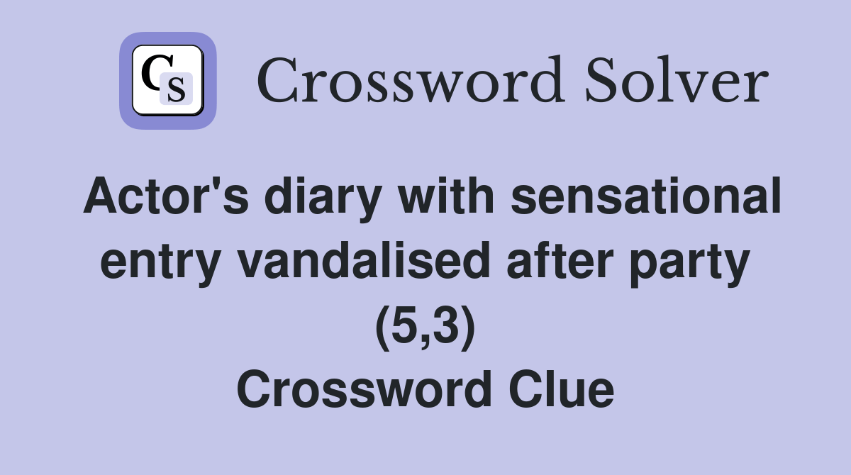 Actor's diary with sensational entry vandalised after party (5,3